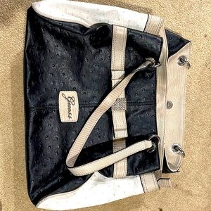 Guess black and white large satchel purse